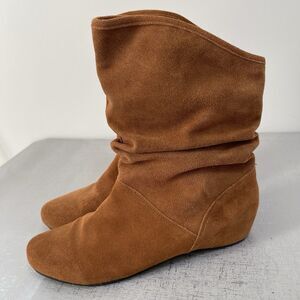 Steve Madden Cognac Brown Suede Leather Slouch Boho Ankle Boots Women's 10 M